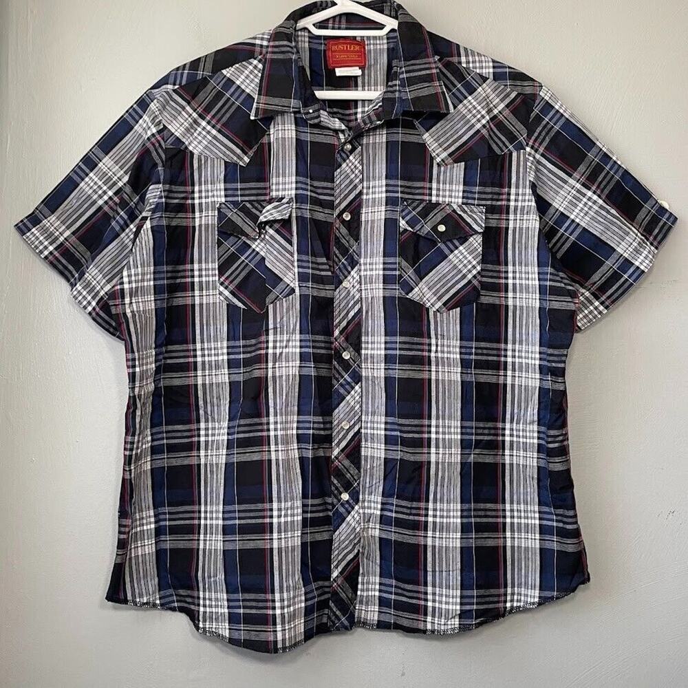Vintage Rustler X Long Tails Mens Size XXL Pearl Snap Plaid Western Shirt Rodeo